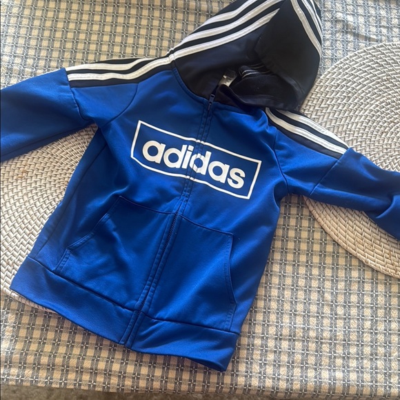 Adidas Blue and White Sweatshirt with Three-Stripe Design 5t - Picture 1 of 3